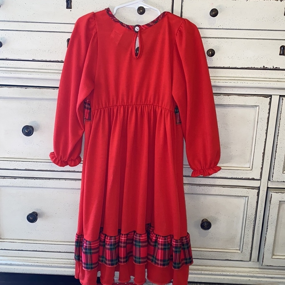 Laura Dare red Christmas plaid ruffles ribbon bow longsleeve nightgown pajamas 5 - Picture 4 of 6